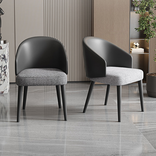 Modern Dining Chair - Leather and Fabric Upholstered with Wood Legs - Contemporary Design