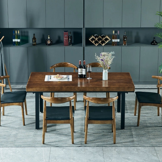 Rustic Wood Dining Table with Industrial Metal Base