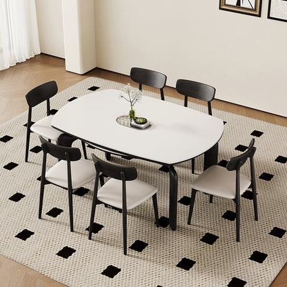 Modern Extendable Dining Table Set - Versatile Design, Durable Rock Slab Top