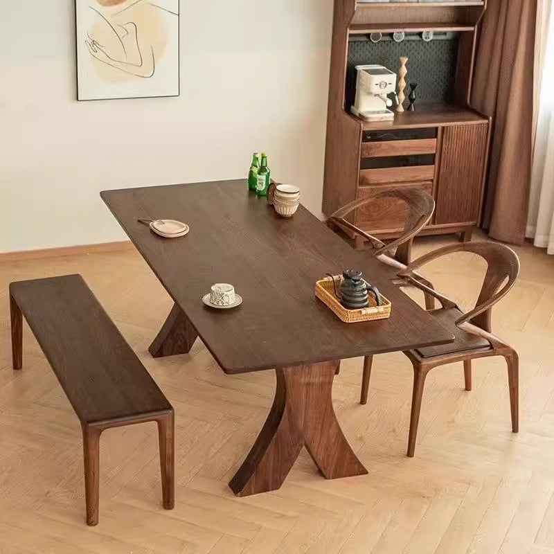 Rustic X-Base Dining Table - Warm and Inviting