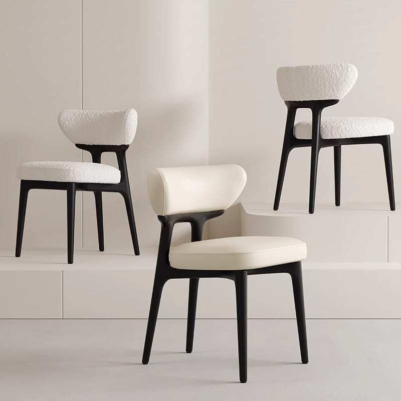 Modern Dining Chair with Organic Shape - Upholstered Chair with Solid Wood Legs