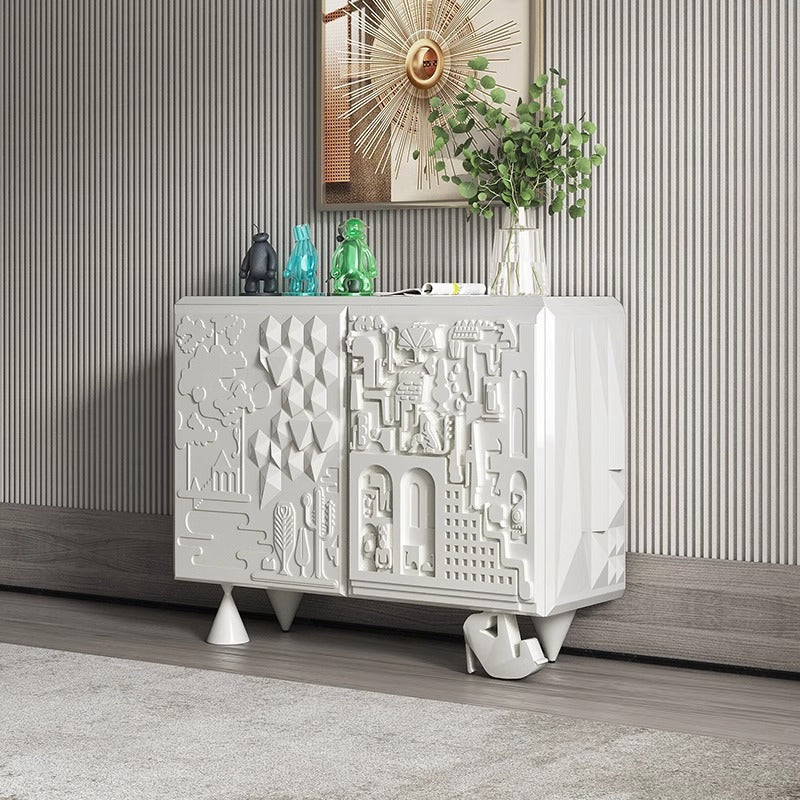 Whimsical Modern Sideboard with Intricate 3D Carvings