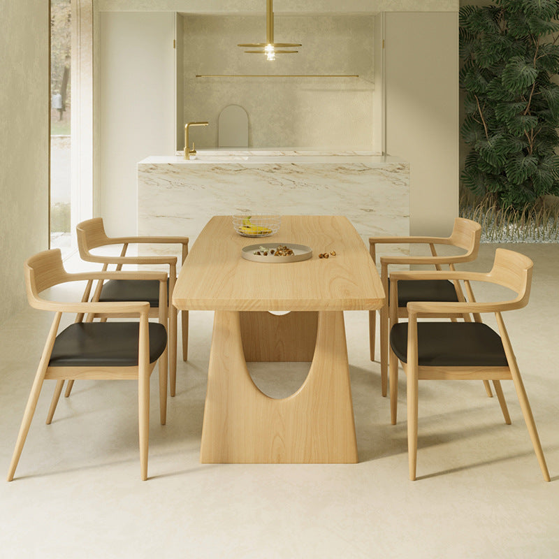 Modern Dining Table with Unique Cutout Base - Solid Wood Top