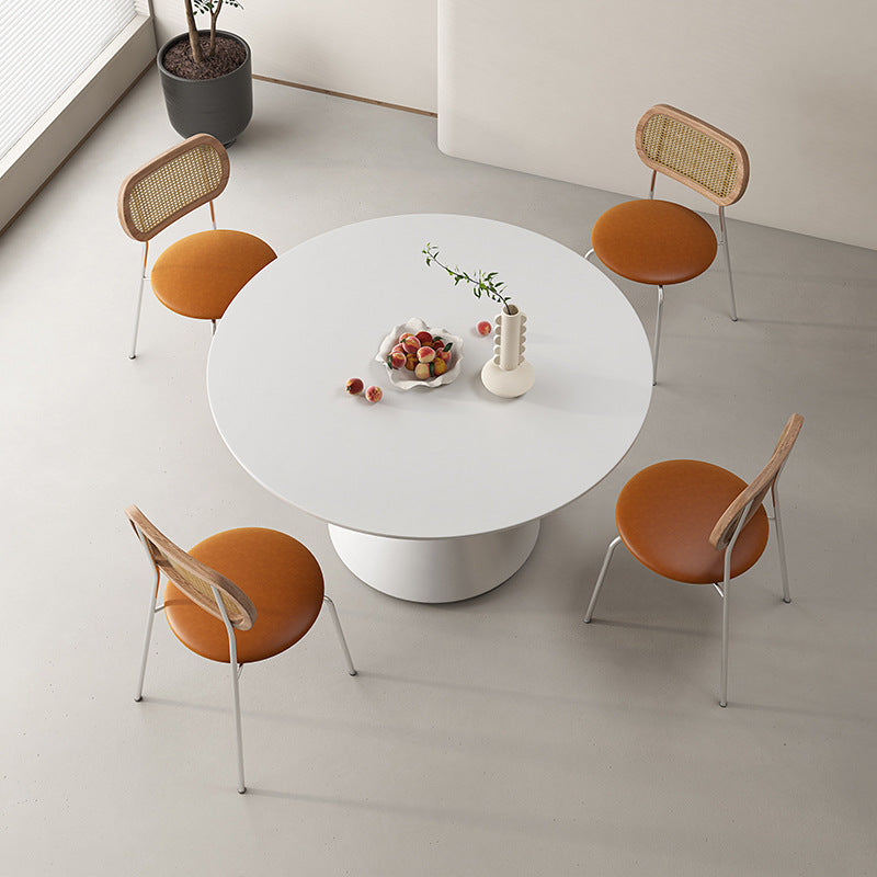 Modern Round Dining Table - Sleek Ceramic Base and Durable Tabletop