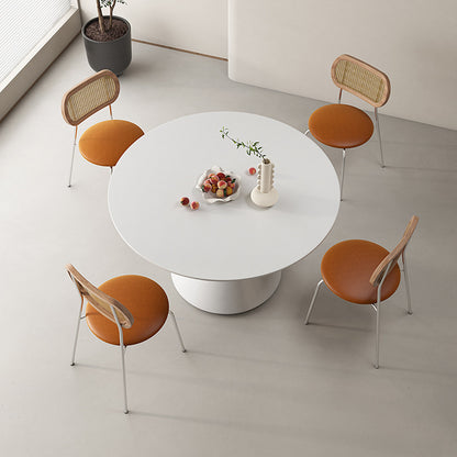 Modern Round Dining Table - Sleek Ceramic Base and Durable Tabletop