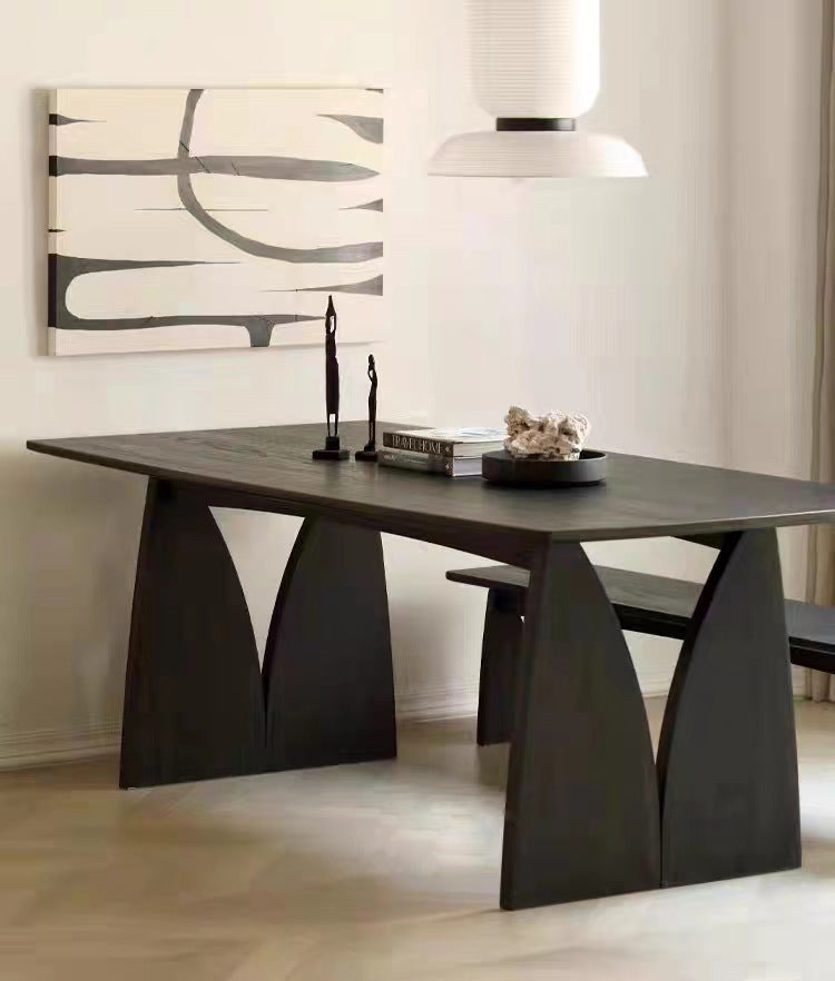 Modern Dining Table with Unique Wooden Base - Solid Pine Wood Top