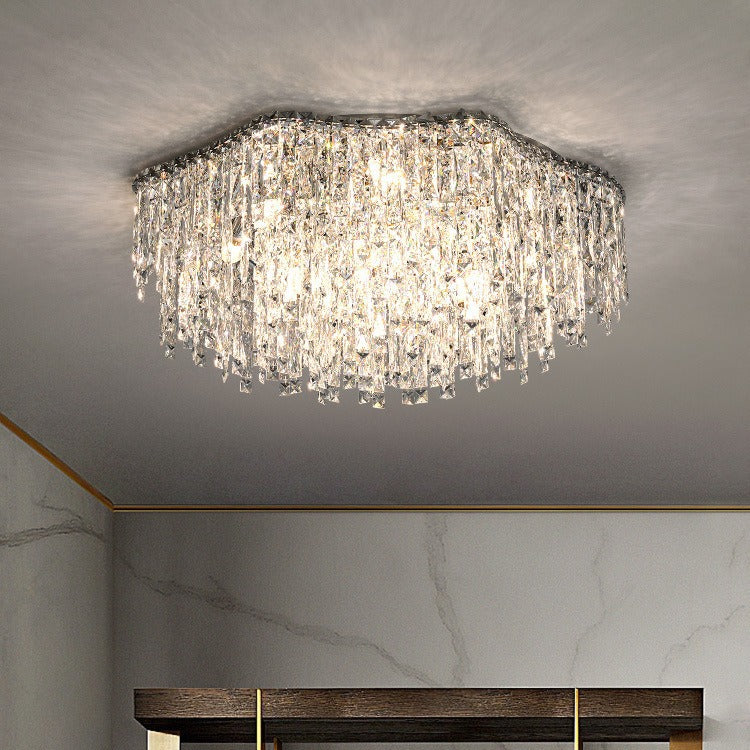 Geometric Crystal Flush Mount Ceiling Light - Modern Elegance