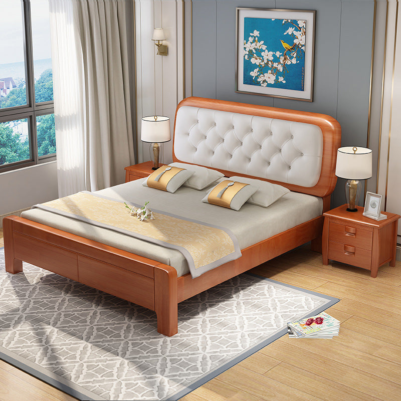 Elegant Upholstered Bed with Curved Headboard - Timeless Design