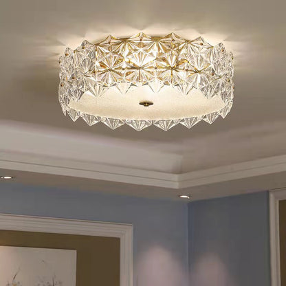 Geometric Crystal Flush Mount Ceiling Light - Modern Elegance