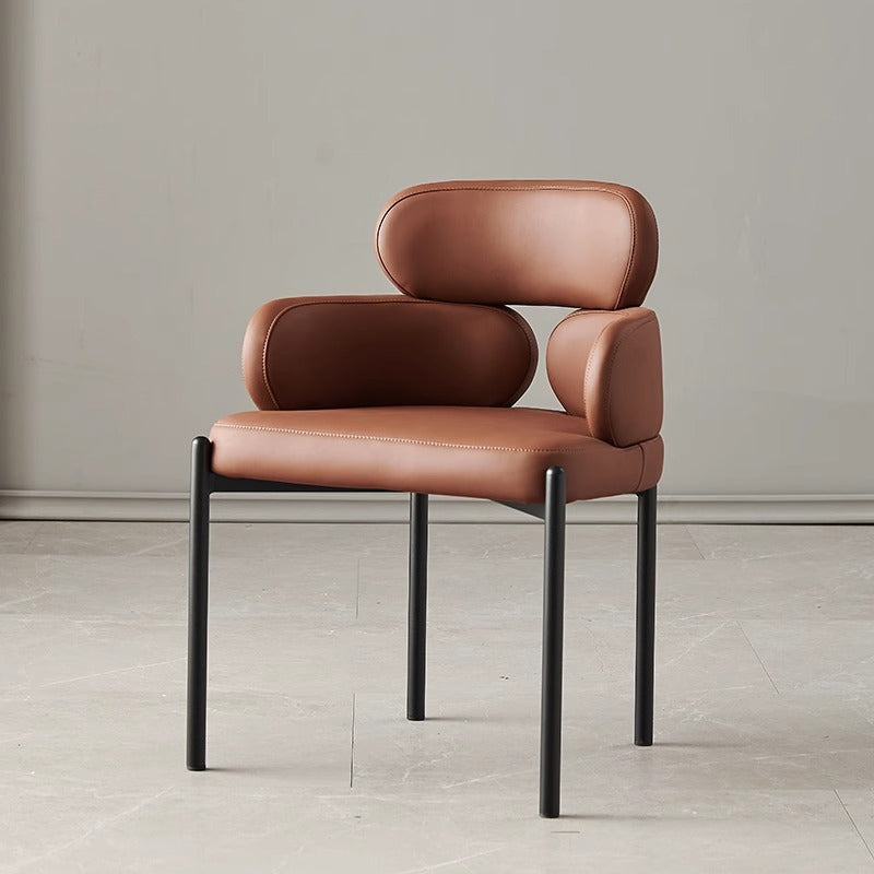 Playful Modern Dining Chair - Leather Upholstered Chair with Unique Design