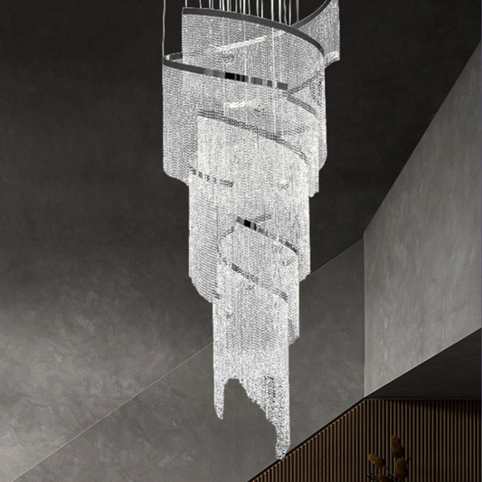 Dramatic Spiral Crystal Chandelier - A Modern Masterpiece