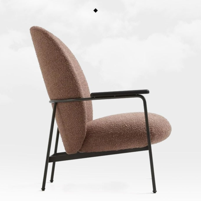 Plush Armchair with Oversized Cushions - Cozy Lambswool Chair with Metal Legs