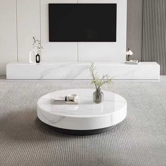 Furnishaus Parve: Sophisticated Round Marble Coffee Table