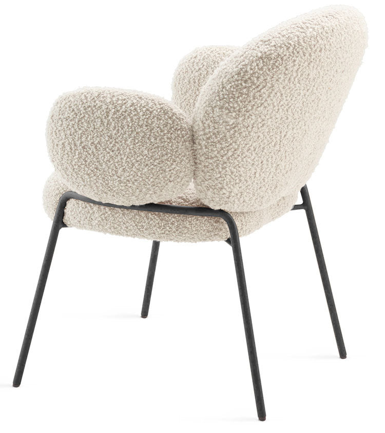 Plush Armchair with Oversized Cushions - Cozy Lambswool Chair with Metal Legs