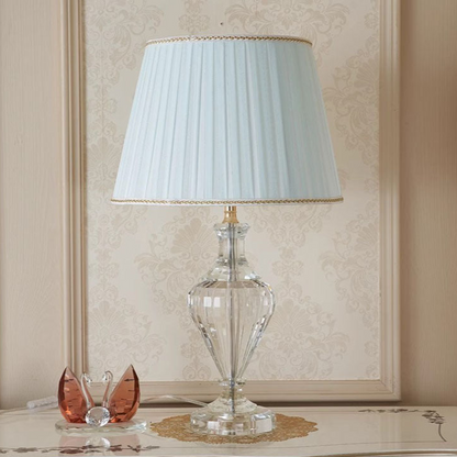 Crystal Table Lamp with Pleated Shade - A Touch of Regal Elegance