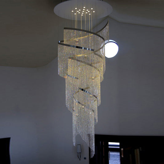 Dramatic Spiral Crystal Chandelier - A Modern Masterpiece