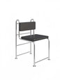 Industrial Dining Chair - Black Leather Upholstered Chair with Sleek Metal Frame