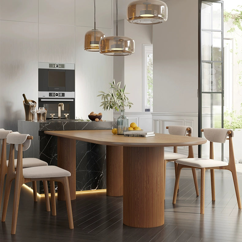 Modern Oval Dining Table with Unique Sculptural Base - Solid Wood Top