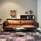 Oil-Waxed Leather Straight-Line Sofa – Luxurious Design for Modern Living Rooms