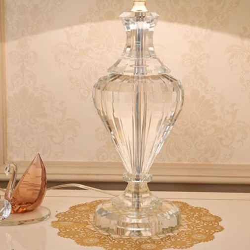 Crystal Table Lamp with Pleated Shade - A Touch of Regal Elegance