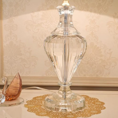 Crystal Table Lamp with Pleated Shade - A Touch of Regal Elegance