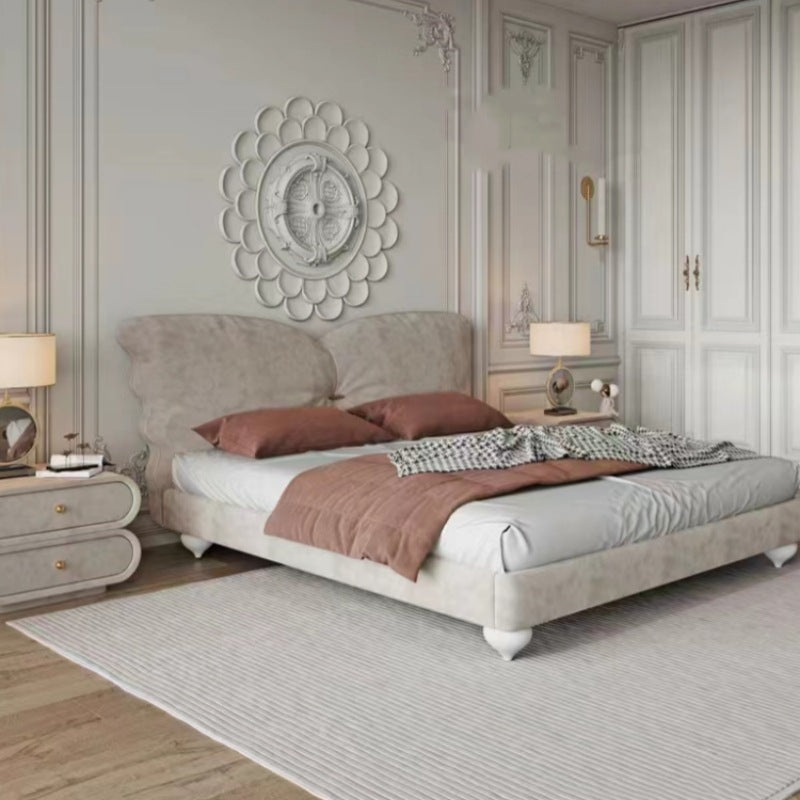 Luxurious Upholstered Bed with Wingback Headboard - Elegant and Comfortable