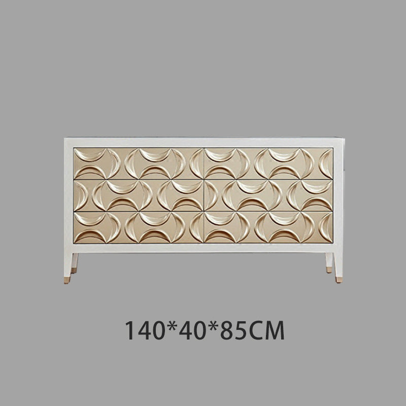 White Solid Wood Carved Sideboard | Elegant Entryway & Living Room Cabinet