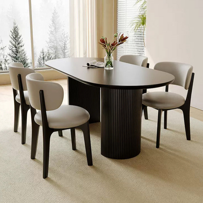 Modern Dining Chair with Plush Fabric Seat and Wooden Legs - Stylish and Comfortable