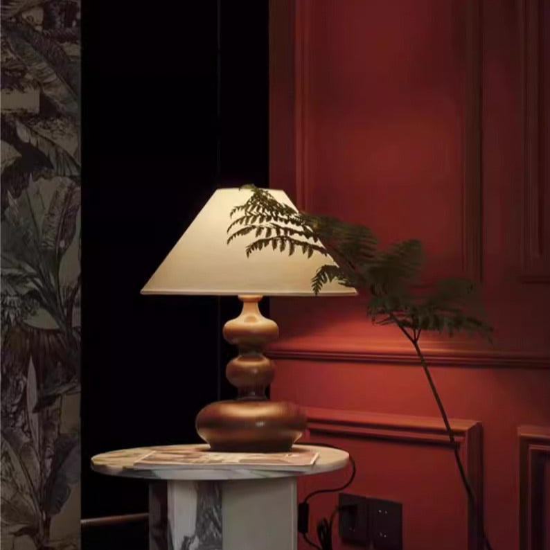 Sculptural Wooden Table Lamp - A Modern Art Piece