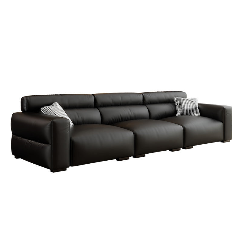 Modern Black Leather Sofa Set with Down-Filled Cushions – Stylish Design for Contemporary Living Rooms