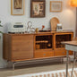 Mid-Century Modern Sideboard with Sliding Door and Glass Cabinet