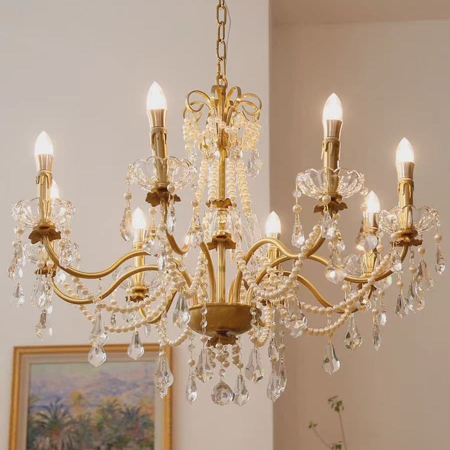 Vintage-Inspired Pearl Chandelier - Elegant and Romantic