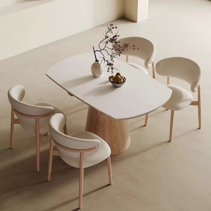 Modern Extendable Dining Table Set - Versatile Design, Durable Rock Slab Top