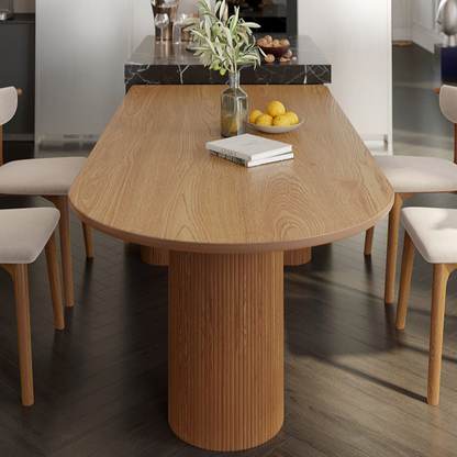 Modern Oval Dining Table with Unique Sculptural Base - Solid Wood Top