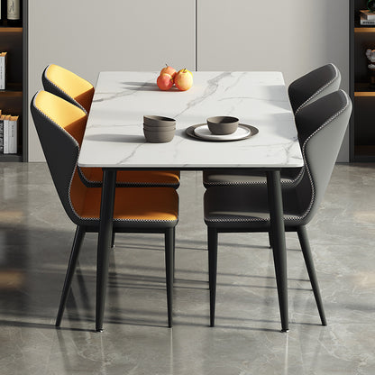 Extendable Dining Table Set with Marble Top - Sleek Metal Frame