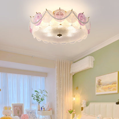 Whimsical Floral Flush Mount Ceiling Light - A Touch of Romance