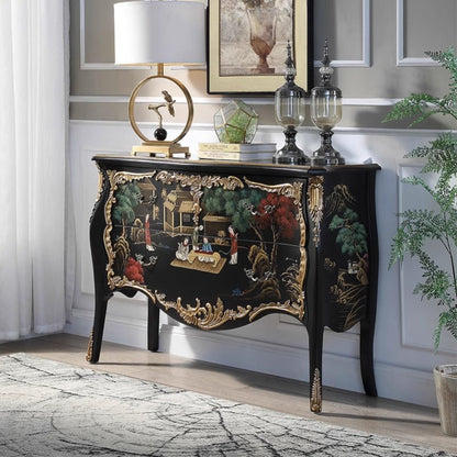 Rococo-Inspired Console Table with Hand-Painted Chinoiserie Scene