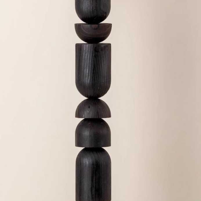 Playful Wooden Bead Floor Lamp - A Modern Minimalist Design