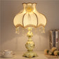 Vintage Floral Table Lamp with Crystal Accents - A Touch of Romantic Elegance