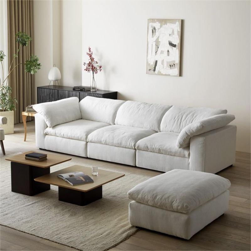 Cotton-Linen Cloud Sofa – Down-Filled Fabric Sofa Set for Modern Living Rooms