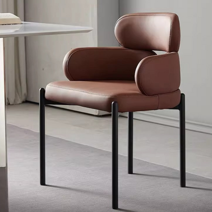 Playful Modern Dining Chair - Leather Upholstered Chair with Unique Design