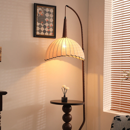 Curved Floor Lamp with Ruffle Shade - A Modern Bohemian Statement