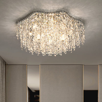 Geometric Crystal Flush Mount Ceiling Light - Modern Elegance