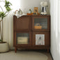 Mid-Century Modern Side Cabinet with Sliding Glass Doors and Open Shelving