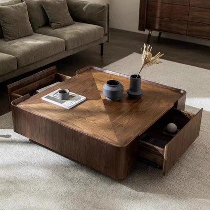 Furnishaus Marlow Mid-Century Modern Solid Wood Coffee Table with Storage