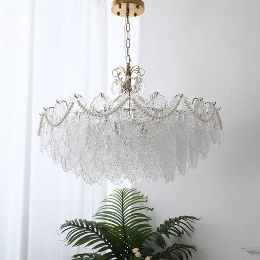 Elegant Crystal Chandelier with Pearl Accents - Romantic and Timeless