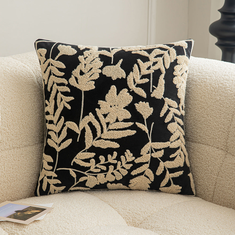 Embroidered Floral Throw Pillow - A Touch of Elegance