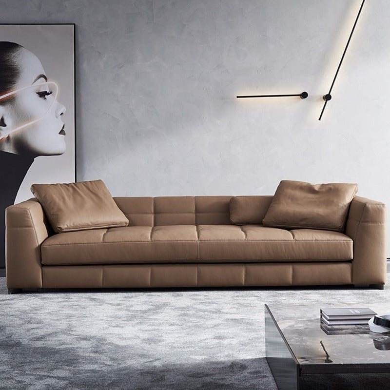 Luxury Minimalist Leather Straight-Line Sofa – Modern Design for Contemporary Living Rooms