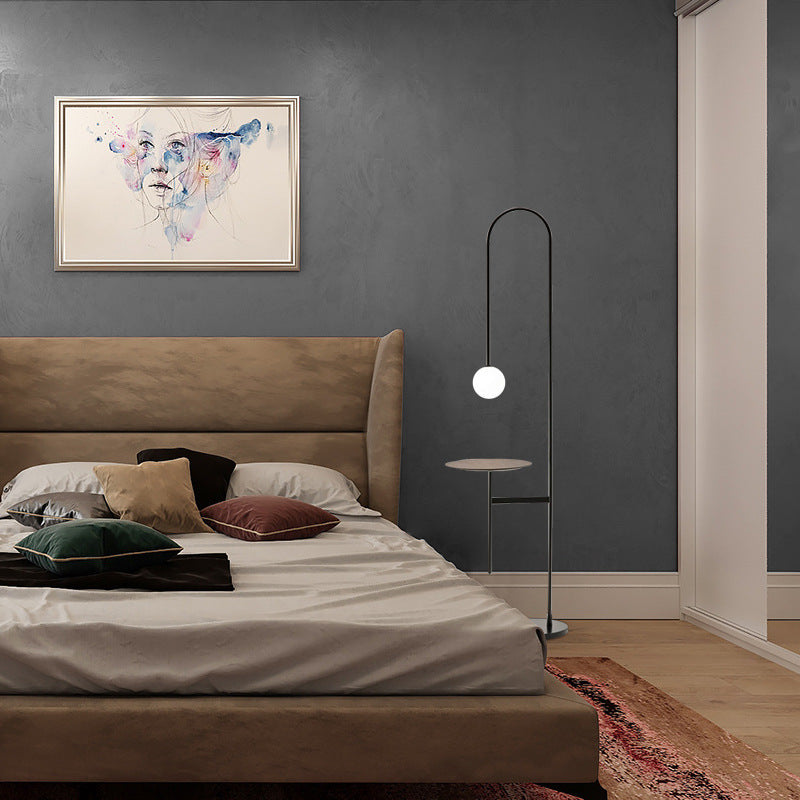 Sleek Arc Floor Lamp with Orb Shade - A Modern Minimalist Statement