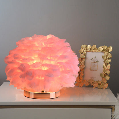 Dreamy Pink Feather Table Lamp - A Whimsical Touch